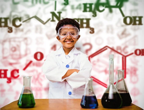 Pupil dressed up as scientist — Stock Photo, Image