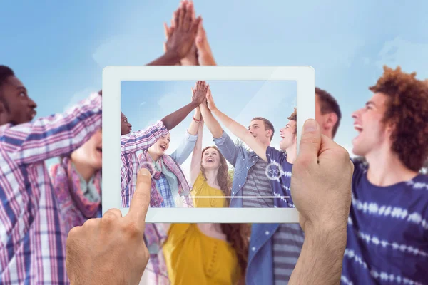 Hands holding tablet pc — Stock Photo, Image