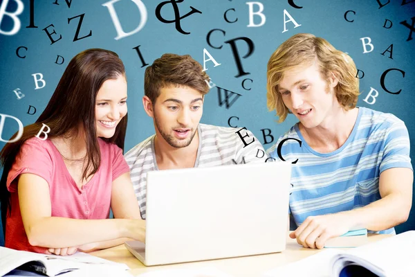 College students using laptop — Stock Photo, Image
