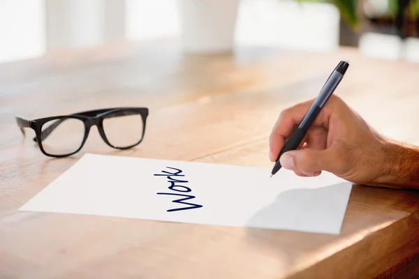 Hand writing on white page — Stock Photo, Image