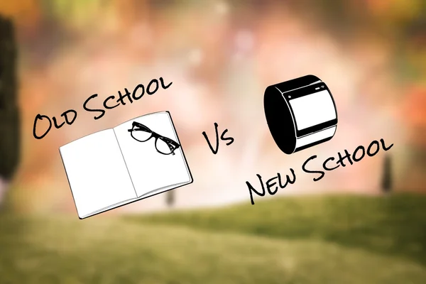 Samengestelde afbeelding van oude school vs nieuwe school — Stockfoto