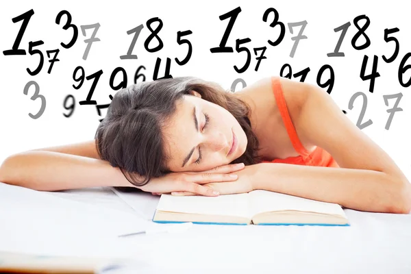 Sommeil étudiant tête sur ses livres — Photo