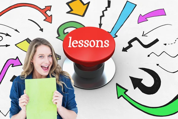 Word lessons and smiling student — Stock Photo, Image