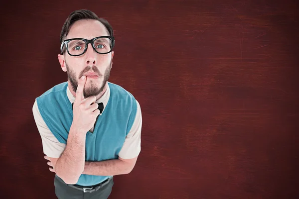 Geeky hipster looking confused — Stock Photo, Image