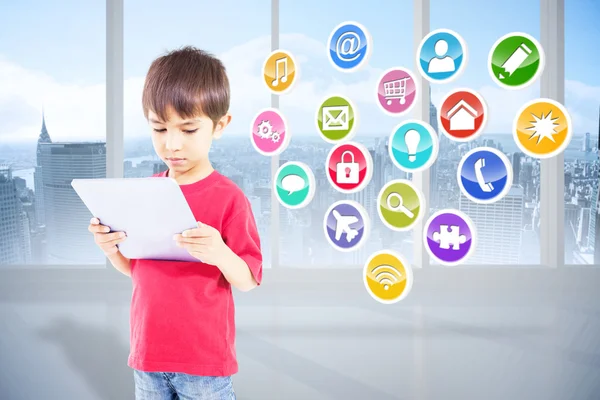 Cute boy using digital tablet — Stock Photo, Image