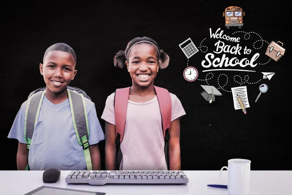 Escuela niños contra negro — Foto de Stock