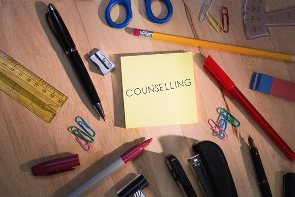 Students table with school supplies — Stock Photo, Image