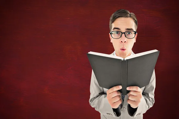 Preacher reading from black bible — Stock Photo, Image