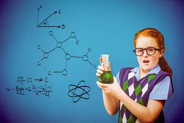 Mavi karşı kimyasal ile öğrenci — Stok fotoğraf