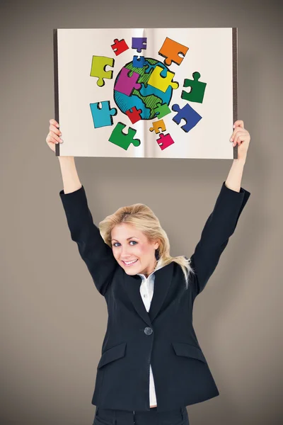 Businesswoman showing a book — Stock Photo, Image