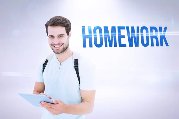 Woord huiswerk en student — Stockfoto