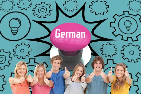 Word german and friends thumbs up — Stock Photo, Image