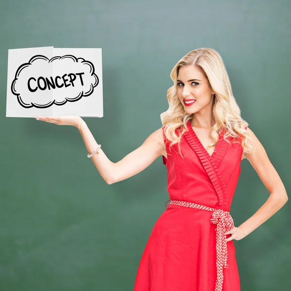 Woman showing cloud concept — Stock Photo, Image