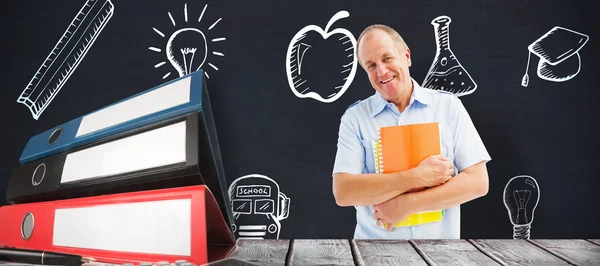 Samengestelde afbeelding van volwassen student houden laptops — Stockfoto