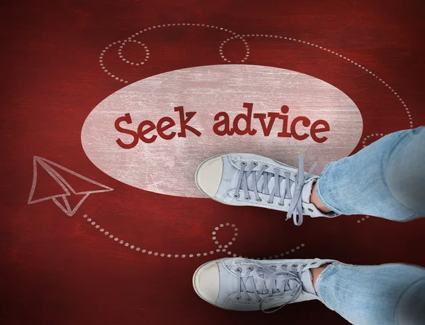 Word seek advice and woman — Stock Photo, Image