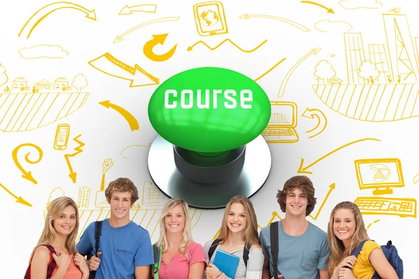 Word course and smiling students — Stock Photo, Image