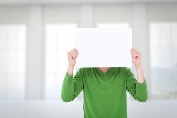 Homem segurando sinal em branco — Fotografia de Stock