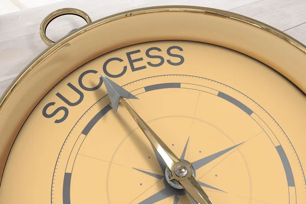 Composite image of compass pointing to success