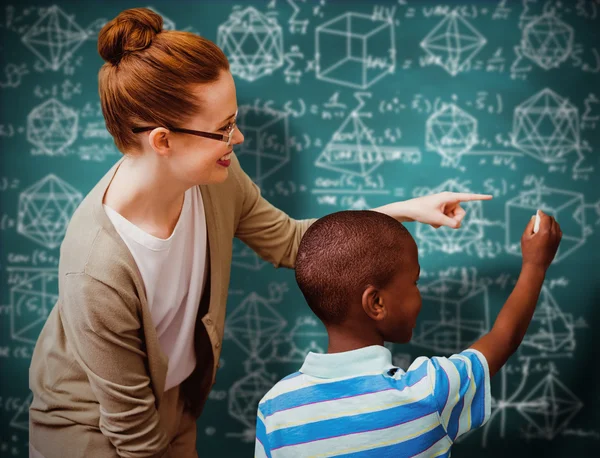 Happy pupil and teacher — Stock Photo, Image