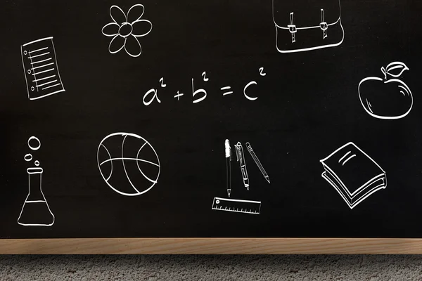 Escola doodles contra quadro-negro — Fotografia de Stock