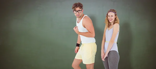 Geeky hipster couple in sportswear — Stock Photo, Image