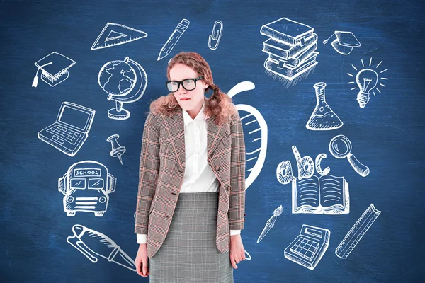 Geeky hipster woman looking nervous — Stock Photo, Image