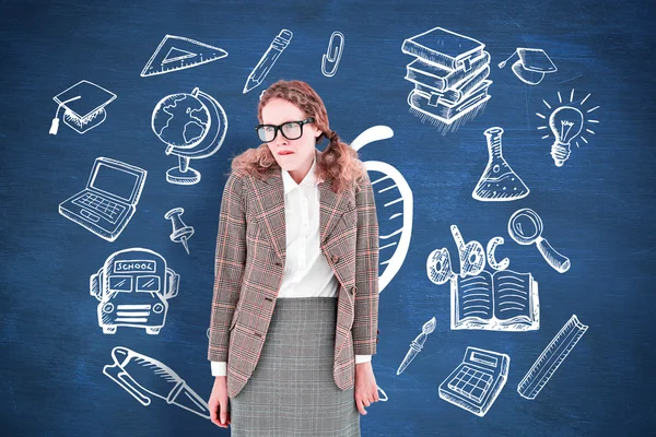 Geeky Hipster Frau sieht nervös aus — Stockfoto