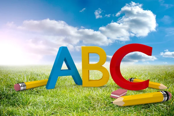 ABC afbeelding tegen zonnige landschap — Stockfoto
