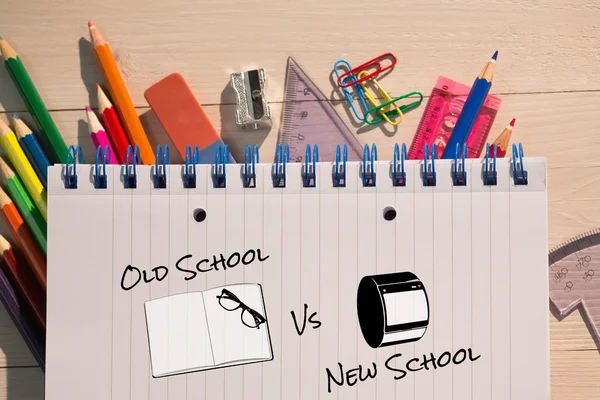 Samengestelde afbeelding van oude school vs nieuwe school — Stockfoto