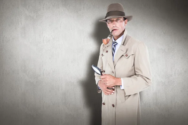 Spy looking through magnifier — Stock Photo, Image