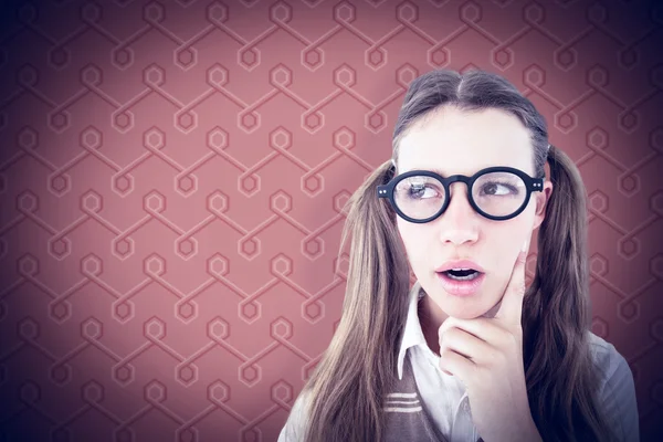 Femmina geeky hipster cercando confuso — Foto Stock