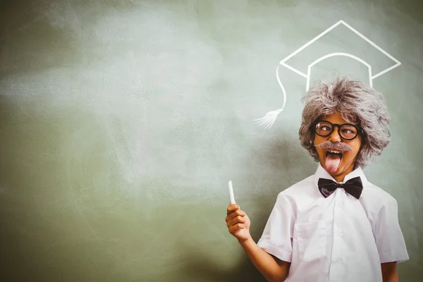 Boy dressed as senior teacher — Stock Photo, Image