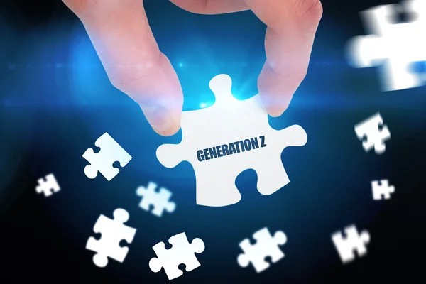 Generation z against blue background with vignette — Stock Photo, Image