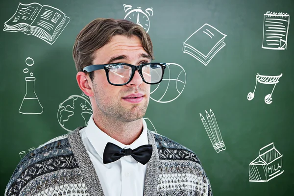 Nachdenklicher geeky Hipster — Stockfoto