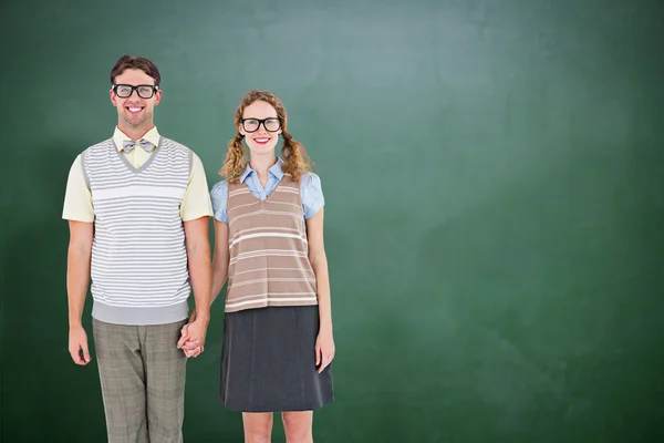 Hipster couple holding hands — Stock Photo, Image