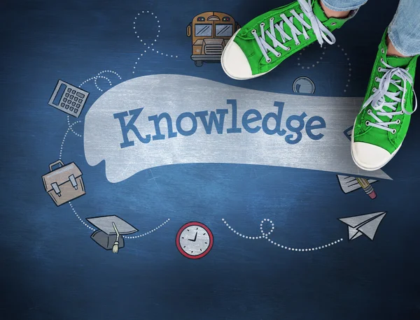 The word knowledge and casual shoes — Stock Photo, Image