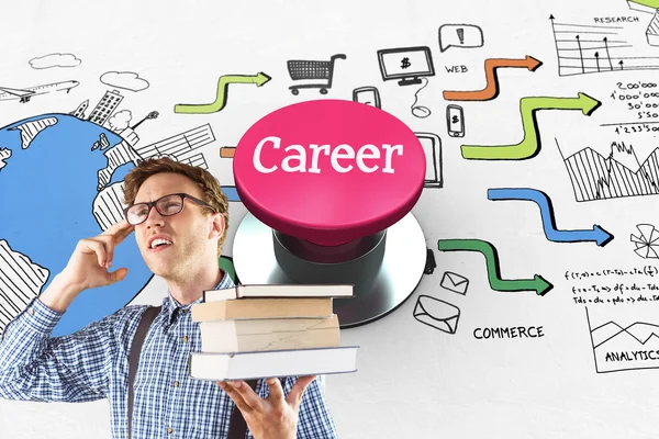 Word career and geeky student — Stock Photo, Image