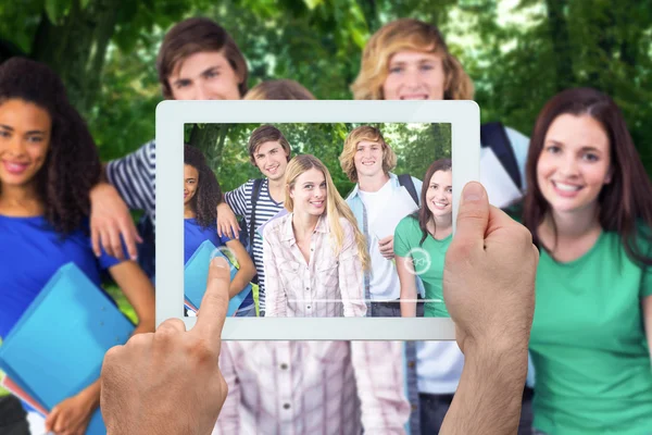 Hands holding tablet pc — Stock Photo, Image