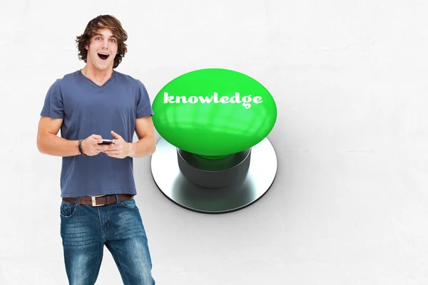 Word knowledge and open-mouthed student — Stock Photo, Image