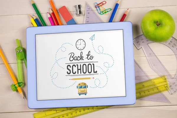 Back to school words on tablet pc — Stock Photo, Image