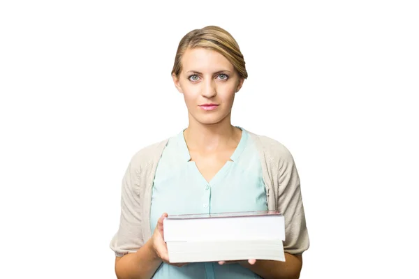 Profesora sosteniendo libros — Foto de Stock