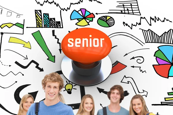 Palabra senior y grupo de estudiante sonriente — Foto de Stock