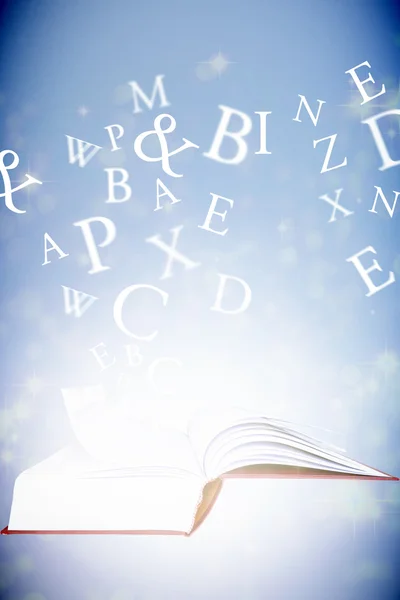 Letters against open book — Stock Photo, Image