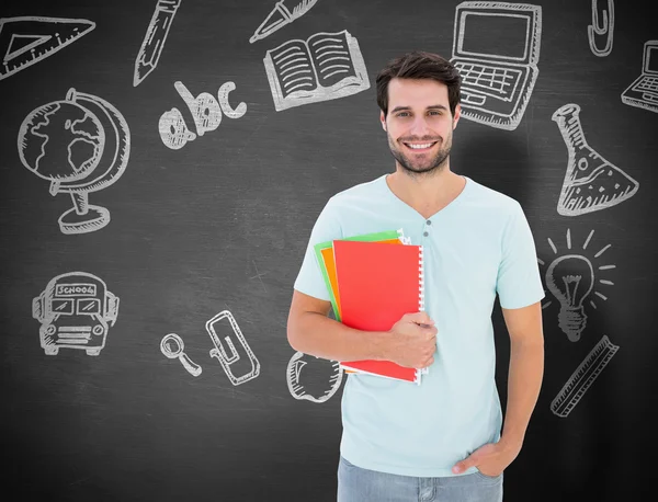 Immagine composita dello studente in possesso di blocco note — Foto Stock