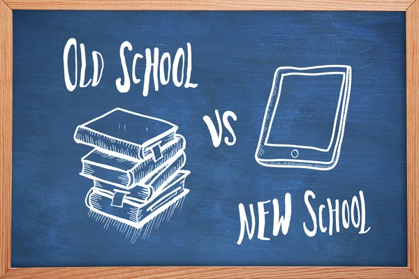 Oude school vs nieuwe school doodle — Stockfoto