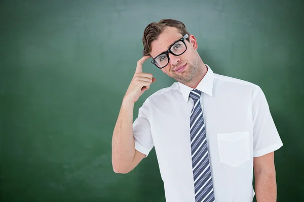 Geeky businessman thinking — Stock Photo, Image