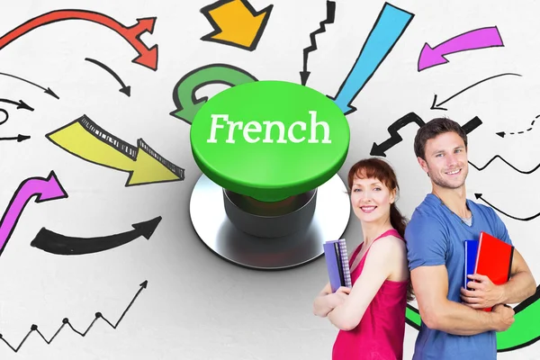 Word french and two students — Stock Photo, Image