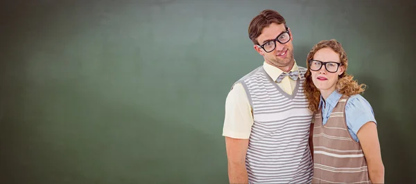 Geeky hipster couple with silly faces — Stock Photo, Image