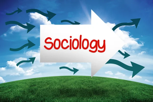 Sociology against green hill under blue sky — Stock Photo, Image