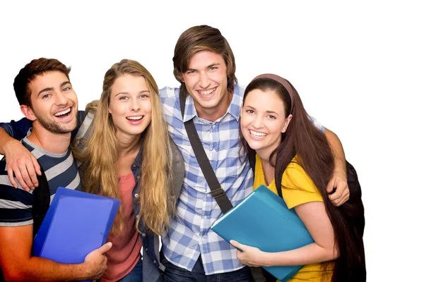 Studenten houden mappen aan het college — Stockfoto